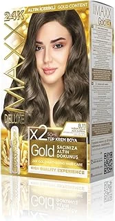 Maxx Deluxe Gold Serisi 24K Altın Parçacıklı Ile 1 Kutu 2 X 50 Ml Geliştiriciler Saç Boyası (Yoğun Küllü Açik Kumral 8.11) ürün görseli 1