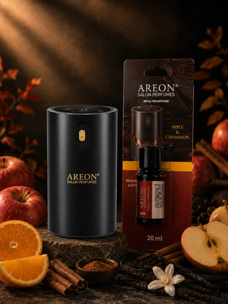 Areon Aromatik Difüzör Siyah (Klasik Metal) + Apple Cinnamon ürün görseli 1