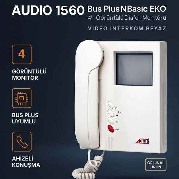 AUDIO 1560 Bus Plus N Basic EKO 4” Görüntülü Diafon Monitörü Video Interkom Beyaz ürün görseli 1
