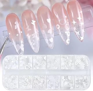 Parlak Beyaz Tırnak Süsleme Folyo Pulları Karışık Dizayn Harfler Yıldızlar Nail ürün görseli 1
