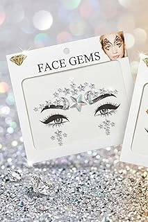 Holografik Yansımalı Ay Yıldız Temalı Kristal Makyaj Aksesuarı Yüz Taşı ürün görseli 1