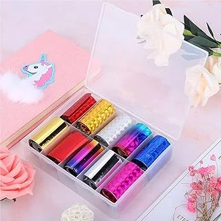 10Lu Tırnak Süsleme Folyosu Parlak Holografik Dizayn Düz Renk Nail Transfer Folyo Wnf-230 ürün görseli 1