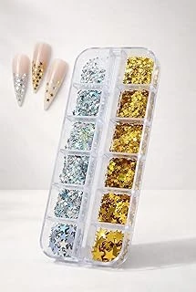 12Li Gümüş Gold Renk Yıldız Tırnak Süsleme Yıldız Dizayn Folyo Pulları Nail Wn-113 ürün görseli 1