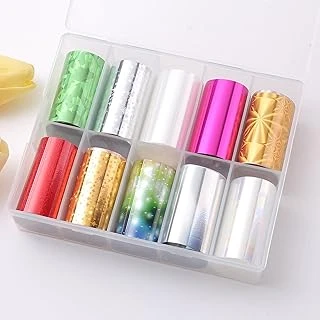 10Lu Tırnak Süsleme Folyosu Parlak Holografik Yıldız Dizayn Nail Transfer Folyo Wnf-259 ürün görseli 1