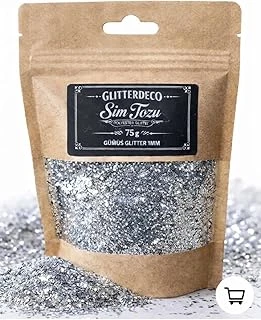 Gümüş Glitter Toz Sim, 75Gr, Metalik, 1Mm Altıgen Kesim, Polyester, Tırnak Sanatı Makyaj Epoksi Dekorasyon ürün görseli 1