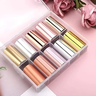 10Lu Tırnak Süsleme Folyosu Parlak Gold Bronz Silver Nail Transfer Folyo Wnf-08B ürün görseli 1