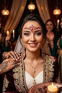 Ruby Red Festival Kına Konseptli Yüz Mücevheri Kırmızı Yüz Taşı ürün görseli 1