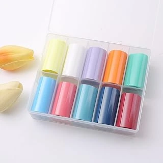 10Lu Tırnak Süsleme Folyosu Pastel Düz Renkler Nail Transfer Folyo Wnf-229 ürün görseli 1