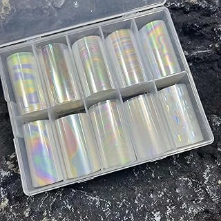 10Lu Tırnak Süsleme Folyosu Şeffaf Holografik Dizayn Nail Transfer Folyo Wnf-227 ürün görseli 1