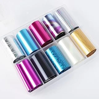 10Lu Tırnak Süsleme Folyosu Parlak Düz Renk Holografik Nail Transfer Folyo Wnf-260 ürün görseli 1