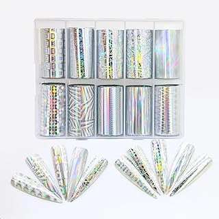 10Lu Tırnak Süsleme Folyosu Holografik Geometri Dizayn Nail Transfer Folyo Wnf-273 ürün görseli 1