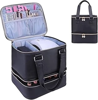 Famkit Oje Organizatörü, Çift Katmanlı Oje Kılıfı, 30 Şişe Bir Tırnak Lambası Tutar, Taşınabilir Oje Tutucu, Ayarlanabilir Bölücülerle, Tırnak Sanatı Araçları Için, Siyah, ürün görseli 1