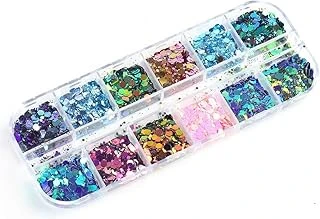 Parlak Tırnak Süsleme Pulları Renkli Altıgen 12'Li Set Nail 002 ürün görseli 1