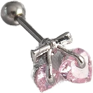 316L Çelik Gümüş Renk Pembe Zirkon Taşlı Tragus Piercing - Tj-Pr1235 ürün görseli 1