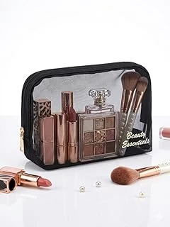 Beauty Essentials Şeffaf File Makyaj Çantası - Siyah Transparan Kozmetik Düzenleyici Seyahat Tipi Makyaj Organizeri ürün görseli 1