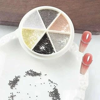 6 Renk Tırnak Süsleme Parlak Metal Havyar Taşları Nail Boncukları Wn-522 ürün görseli 1