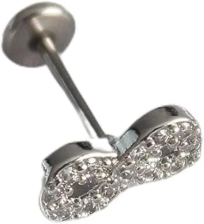316L Çelik Gümüş Renk Zirkon Taşlı Sonsuzluk Model Tragus Piercing - Tj-Pr1345 ürün görseli 1