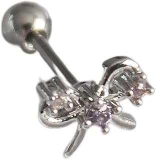 316L Çelik Gümüş Renk Zirkon Taşlı Kurdele Tragus Piercing - Tj-Pr1265 ürün görseli 1