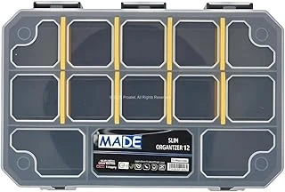 Made Slim Organizer 12 Bölmeli, Şeffaf, Düzenleyici Kutu, Polipropilen Malzeme, Çekmece İçi Masaüstü Kullanım İçin, Hafif Taşınabilir, Saklama Kutusu ürün görseli 1