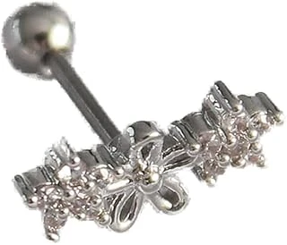 316L Çelik Gümüş Renk Zirkon Taşlı Çiçek Tragus Piercing - Tj-Pr1247 ürün görseli 1
