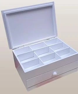 Hobi Adn 90283 Dekoratif Makyaj Kutu Çekmece Bölme Ahşap Mdf Beyaz Lake El Yapım ürün görseli 1