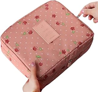 Ecoform Su Geçirmez Organizer Seyahat Kozmetik Makyaj Çantası Pembe Kiraz Desenli ürün görseli 1