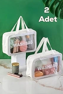 Porsima 3142-1 2Li Şeffaf Beyaz Seyahat Makyaj Çantası Su Geçirmez Organizer Washbag 20X30Cm, 3140-22 ürün görseli 1