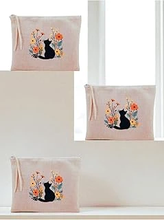 Çiçek Teması Baskılı 3'Lü Makyaj Çantası 20X25 Cm, Lh9827409235231312 ürün görseli 1