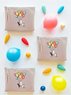 Balon Baskılı 3'Lü Makyaj Çantası 20X25 Cm Seyahat Makyaj Çantası Bej, Lh98237402395235234 ürün görseli 1