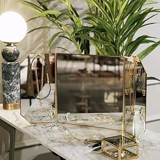 60X30Cm Pirinç Gold Masaüstü Makyaj Aynası Dekoratif Yapımı Taşınabilir ürün görseli 1