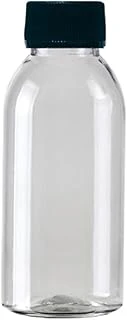 100 Adet - 100Ml Plastik Şeffaf Oval Boyunlu Şişe, Boş Düz Siyah Kapaklı Pet Şişe ürün görseli 1