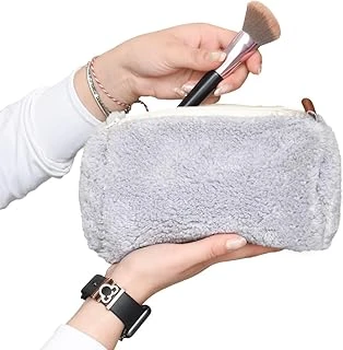 Özgüner Peluş Makyaj Çantası – Yumuşak Şık Tasarım – Fermuarlı, Taşınabilir Kozmetik Organizer – Kadınlar İçin Seyahat Günlük Kullanıma Uygun (Uzun Tüylü Gri) ürün görseli 1