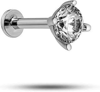 Nereze 925 Ayar Gümüş Rodyumlu 4 Mm Tek Taş Tragus Piercing Küpe ürün görseli 1