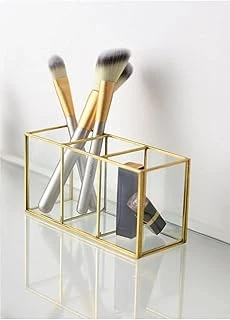 Esadesign Cam Gold Üç Bölmeli Fırçalık Makyaj Organizer ürün görseli 1