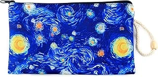 Yıldızlı Gece Tablosu Desenli Van Gogh Kalemlik Fermuarlı Makyaj Çantası Büyük Boy ürün görseli 1