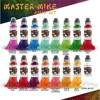 Mike Asian 16'Lı Dövme Boyası Seti - Famous Ink Dövme Boyası - 1Oz/30Ml ürün görseli 1