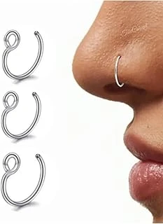 3 Adet Paslanmaz Çelik Delikli Deliksiz Burun Piercing, Çelik ürün görseli 1