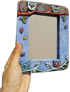 Sume Özel Tasarım Baykuş Süslemeli Seramik Çerçeve Ayna 14.5 X 10 Cm ürün görseli 1