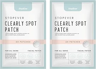 Stopever Clearly Spot Patch, Sivilce Karşıtı Şeffaf Plaster 2'Li Paket | İnce, Hidrokolloid + Niacinamide + Salicylic Asit İçerikli Akne Karşıtı Yüz Bandı | 48 Adet (2 X 24) ürün görseli 1