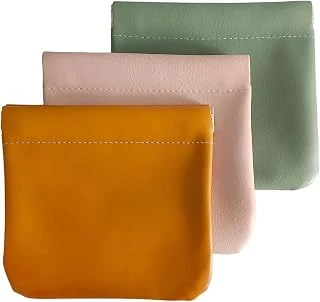 Aputue Çanta Için Makyaj Çantası, 3 Adet Su Geçirmez Fermuarsız Kendiliğinden Kapanan Küçük Makyaj Çantası, Çanta Için Taşınabilir Yumuşak Pürüzsüz Pouch, Pu Deri Sıkmalı Kozmetik Çantaları Kadınlar ürün görseli 1