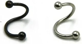 2 Adet Spiral Burgu Model Çelik Piercing, Siyah Gümüş ürün görseli 1