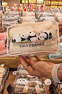 Arvale Lucky Panda 5 Parça Seyahat Seti - Şeffaf Organizer Çanta Duş Lifi Sabunluk Tarak Seti ürün görseli 1