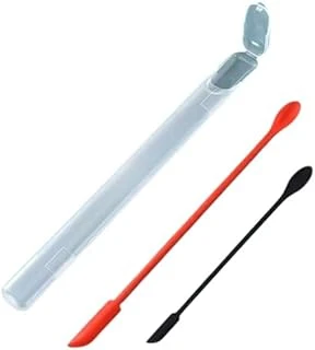 Çift Başlı Silikon Kozmetik Kaşığı, 15,01 Cm 23,01 Cm, Saklama Kutulu, Kırmızı Siyah ürün görseli 1