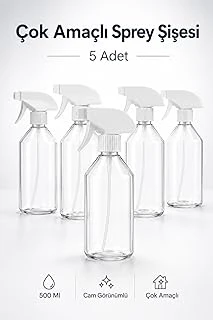 (5 Adet) Şeffaf Cam Görünümlü 500 Ml 20 Cm Çok Amaçlı Sprey Şişesi Kuaför Bitki Temizlik Püskürtme ürün görseli 1