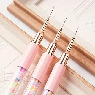 3Lü Liner Nail Fırça Seti Kapaklı Tırnak Çizim Fırçası Pembe ürün görseli 1