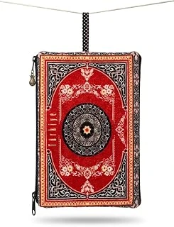 Türkiye Yazılı Otantik Türk Halı Motifli Fermuarlı El Çantası - Kırmızı Kilim Desenli Kadın Makyaj Çantası, Portföy Cüzdan Seyahat Organizeri Pouch ürün görseli 1