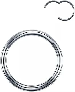 Unisex Gümüş Gri Menteşeli G23 Çelik Kıkırdak Burun Halkası Hızma Piercing 10Mm, Gümüş, 6 Mm ürün görseli 1