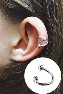 Cerrahi Çelik Spiral Model Iki Ucu Toplu Gümüş Renk Piercing, Gümüş ürün görseli 1