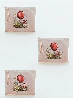 Uçan Balon Baskılı 3'Lü Makyaj Çantası 20X25 Cm Bej, Lh839074235235234234 ürün görseli 1