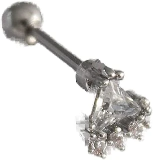 316L Çelik Gümüş Renk Üçgen Zirkon Taşlı Tragus Piercing - Tj-Pr1239 ürün görseli 1